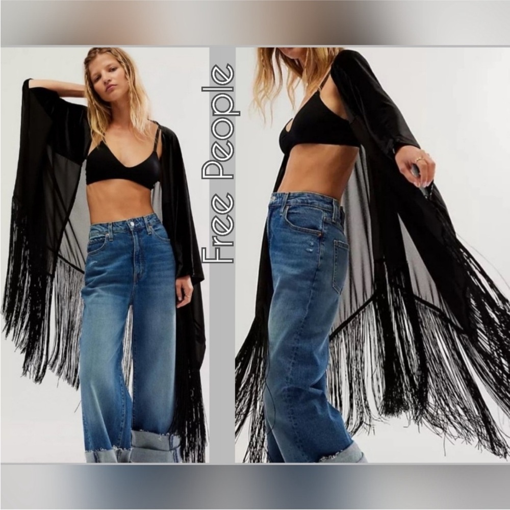 Free People Velvet Dreams Fringe Kimono